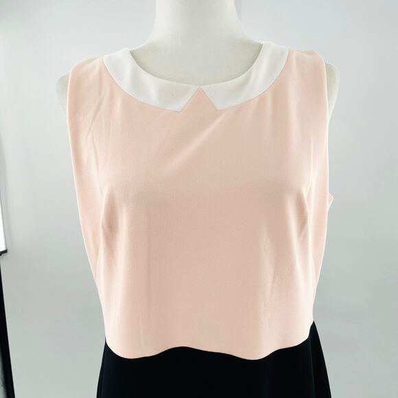 Tommy Hilfiger Pink Black Color Block Sleeveless Classic Sheath Dress Plus 14 - Picture 5 of 14